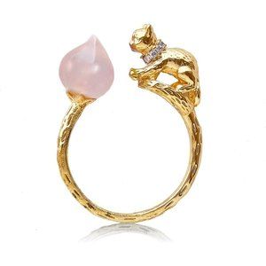 Pearl Ring for Women 14K Gold Plated Adjustable Open Wrap Ring  Jewelry Gift